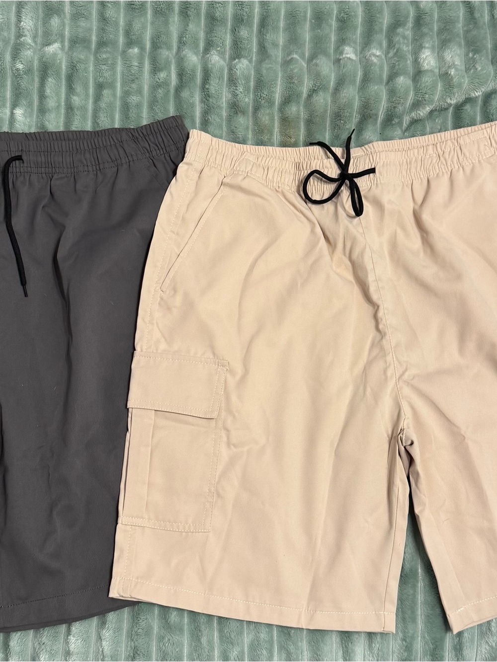 Men's Cargo Shorts - Beige and Charcoal